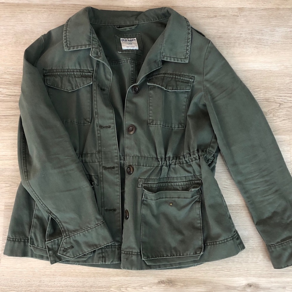 Old navy, green jean jacket